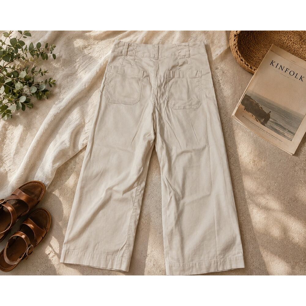 Maeve Anthropologie Linen Blend Cropped Wide Leg Pants Women’s Size 31 Ivory